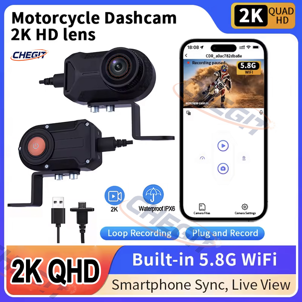 Compact Camera Mirrorless - DVR Sepeda Motor 2K HD WiFi